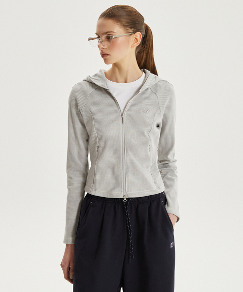 NBMDG2W322 / WOMEN Мягкая худи в рубчик на двух молниях (LIGHT GRAY)