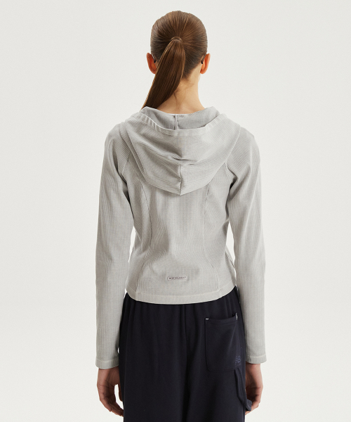NBMDG2W322 / WOMEN Мягкая худи в рубчик на двух молниях (LIGHT GRAY)