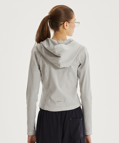 NBMDG2W322 / WOMEN Мягкая худи в рубчик на двух молниях (LIGHT GRAY)