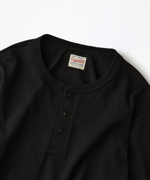 VINTAGE HENLEY NECK LONG SLEEVE TEE_чёрный