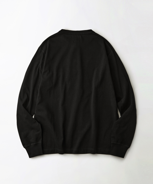VINTAGE HENLEY NECK LONG SLEEVE TEE_чёрный