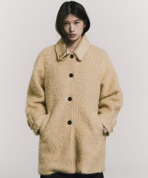 NICOLE BOUCLE WOOL HALF COAT_BEIGE