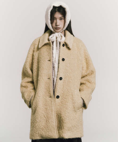NICOLE BOUCLE WOOL HALF COAT_BEIGE