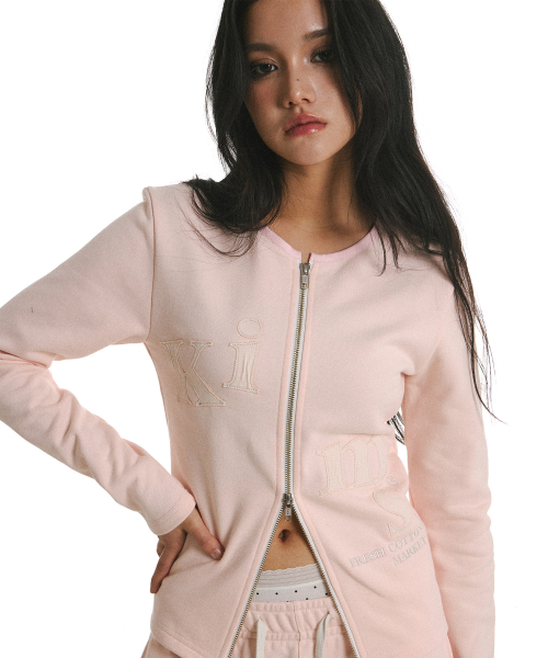 Messy Alpha App Zip Cardigan Pink