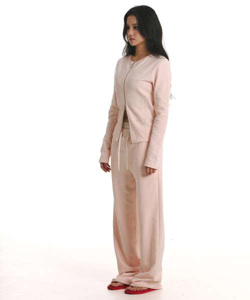 Messy Alpha App Zip Cardigan Pink
