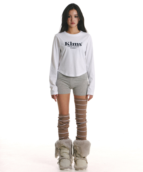 Kims Bam Logo LS Tee White