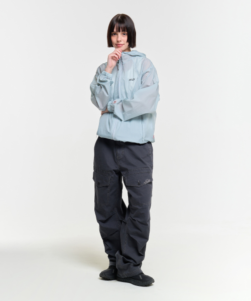 FRONT POCKET STRIPE WASHED PANTS-CHARCOAL