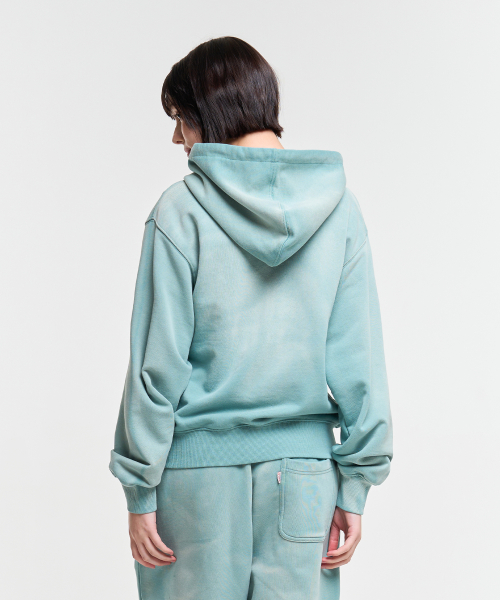 AECA TRACK NO.10 PAINTED ZIP-UP HOODIE-GREEN