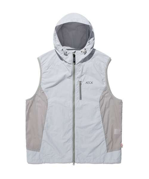 NYLON HOODED VEST-MINT