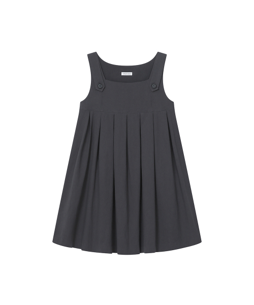 MUSINSA | MISEKI SEOUL Pleats button doll dress CHARCOAL