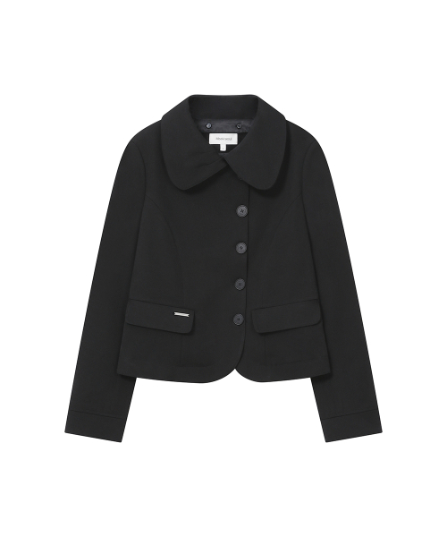 Omoi round collar blazer BLACK