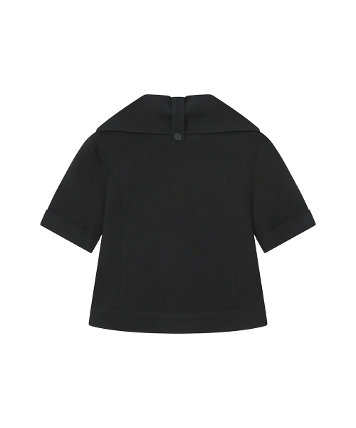Rolled button short sleeve jacket BLACK
