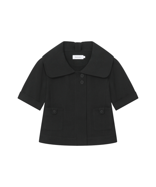 Rolled button short sleeve jacket BLACK