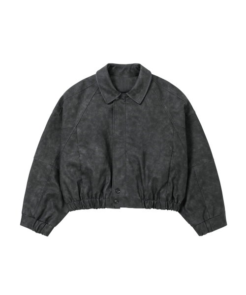 [POG:SERVICE x AJOBYAJO] Faded Panel Faux Leather Jacket [BLACK]