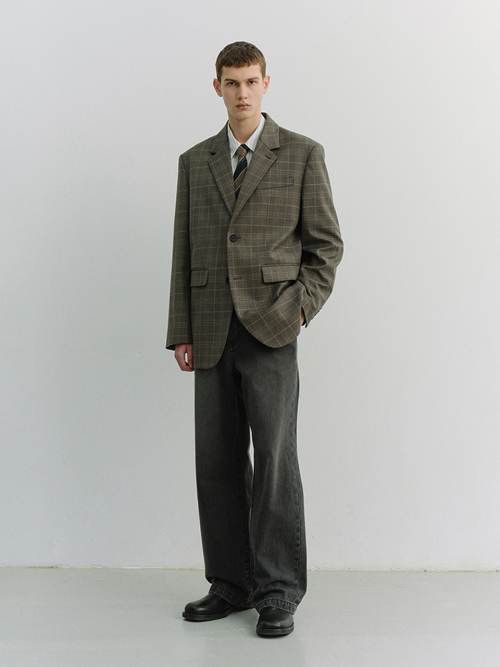 2 BUTTON WOOL BLAZER_UNISEX_UDJA6A102_GREY CHECK