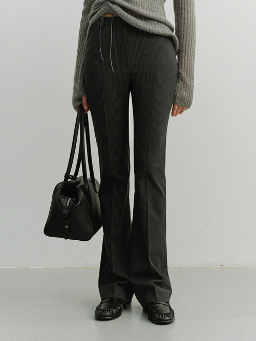 SEMI BOOT-CUT SLIM SLACKS_UDPA6A201_CHARCOAL STRIPE