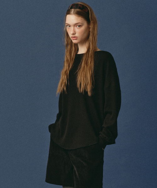 Two-Way Waffle Long Sleeve Black