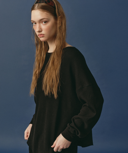 Two-Way Waffle Long Sleeve Black