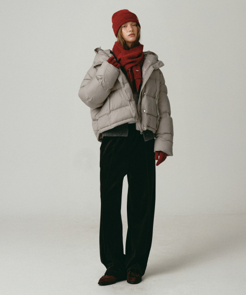 Magnetic Button Hooded Padding Gray