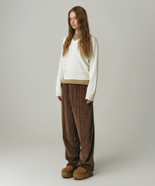 Velvet Straight Pants Khaki Brown