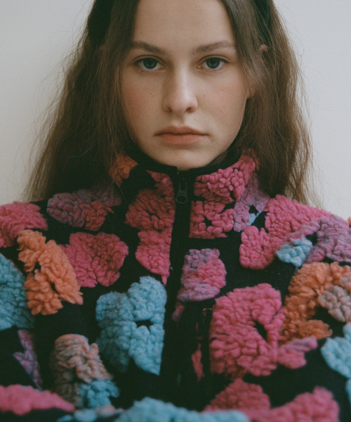 FLOWER FLEECE - NAVY