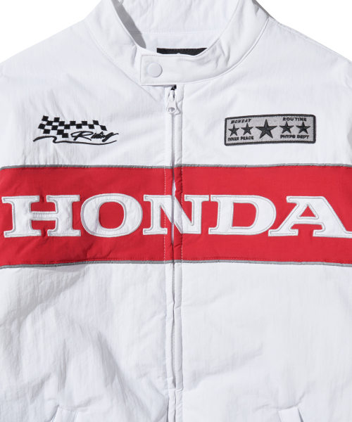 Piping Motorcycle Blouson Jacket White