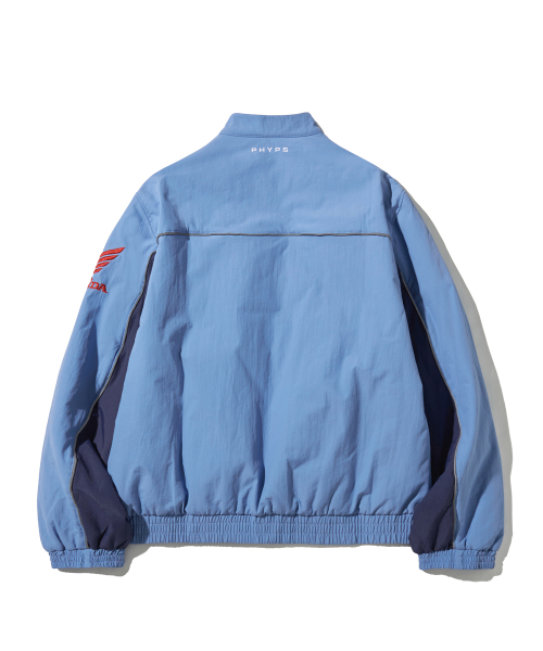 Piping Motorcycle Blouson Jacket Light Blue
