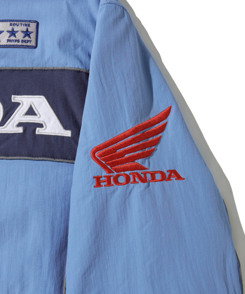 Piping Motorcycle Blouson Jacket Light Blue