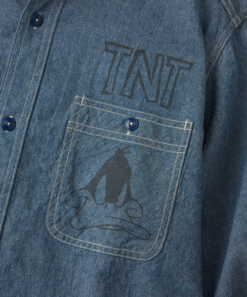 [LOONEY TUNES] USN CHAMBRAY SHIRT_L.BLUE