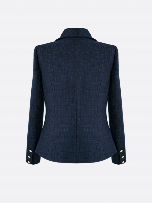 Classic Tailored Tweed Jacket (NAVY)
