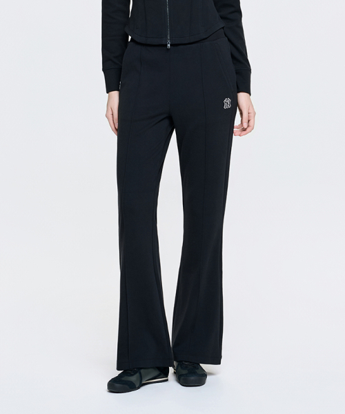 Женские расклешенные брюки с маленьким логотипом NY (Black)