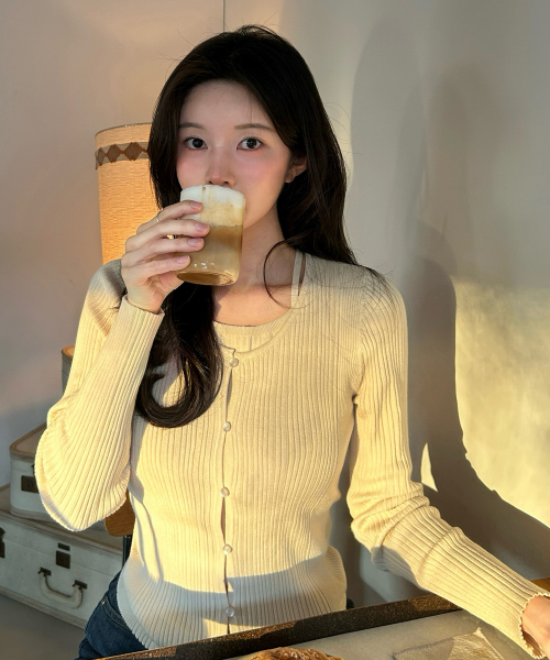 [W]Halterneck без рукавов кардиган layeкрасный knitwear - 2color