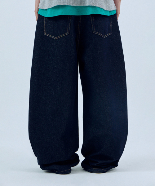Джинсы с глубоким изгибом washed_Indigo