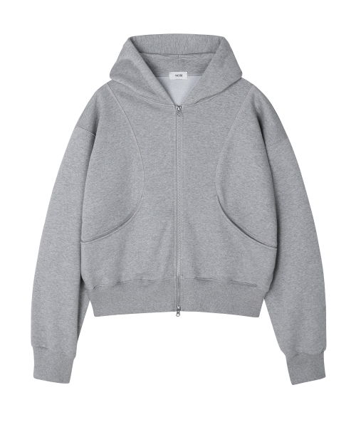 Базовое хлопковое худи на молнии - Grey