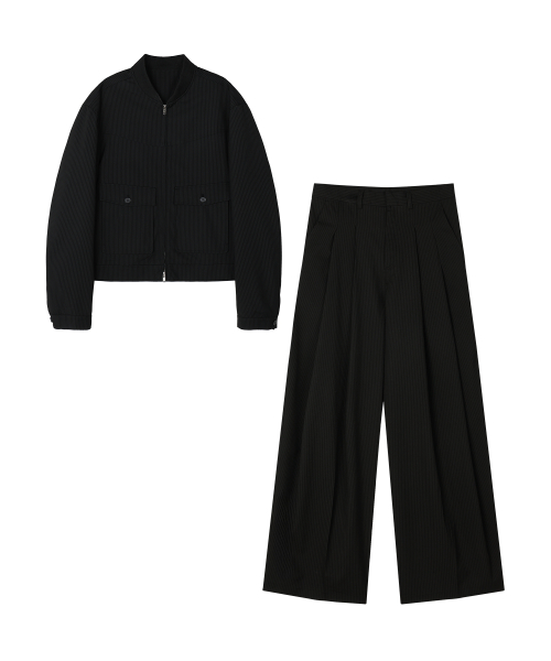 [SET] STRIPE OFFICER BLOUSON SET-UP - 2 COLOR