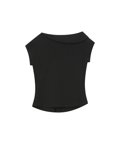 Folding collar shirring топ ЧЁРНЫЙ