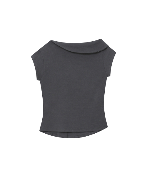 Folding collar shirring топ УГОЛЬНО-СЕРЫЙ