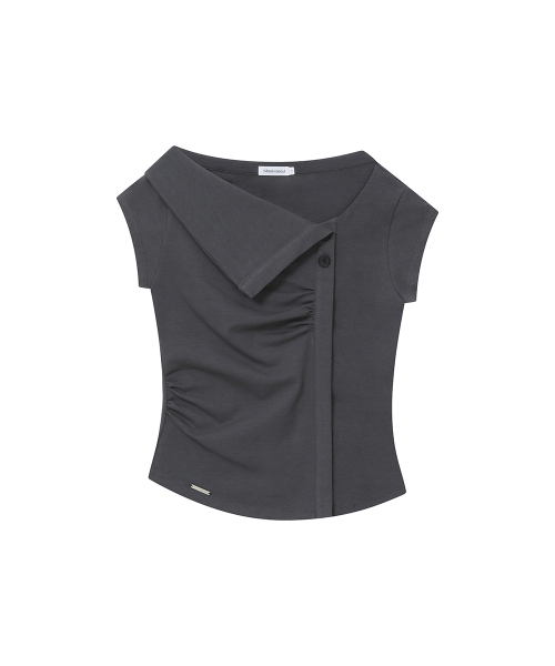 Folding collar shirring топ УГОЛЬНО-СЕРЫЙ