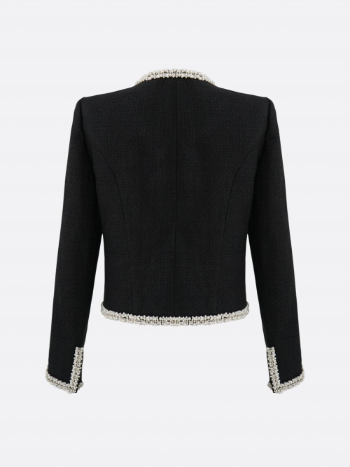 Amélie Pearl-Trimmed Tweed Куртка (ЧЁРНЫЙ)