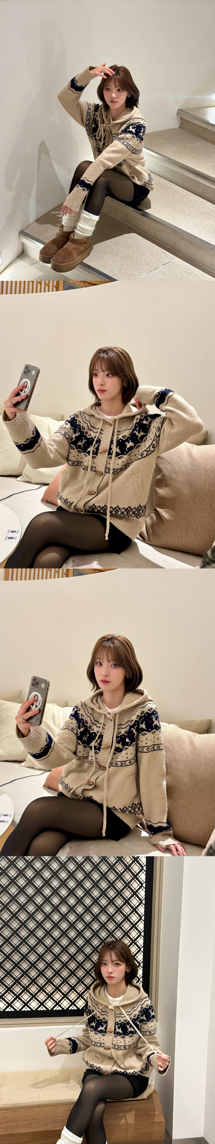 2-WAY HOOD KNIT - 2 COLORS BEIGE
