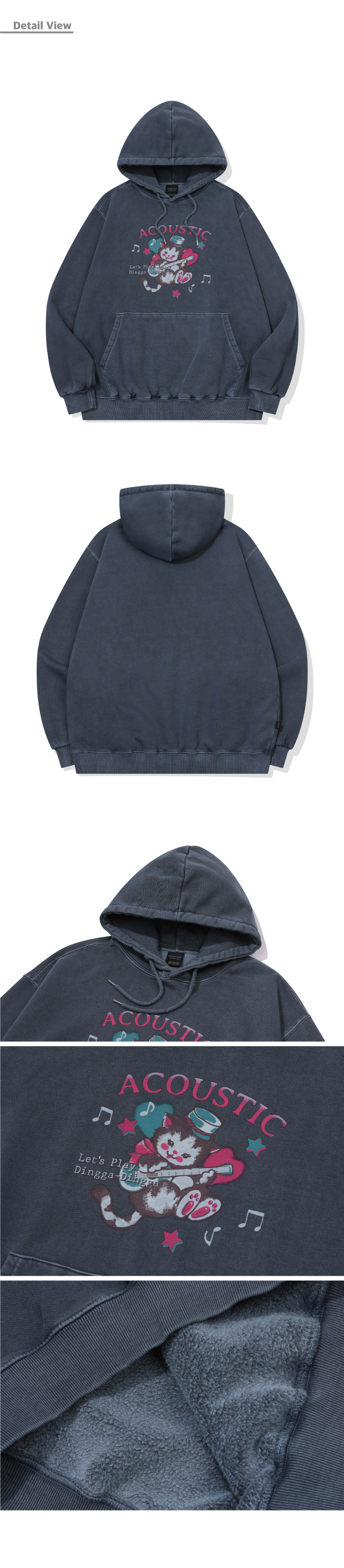 CAT PIGMENT HOODIE - 2 COLORS BLUE