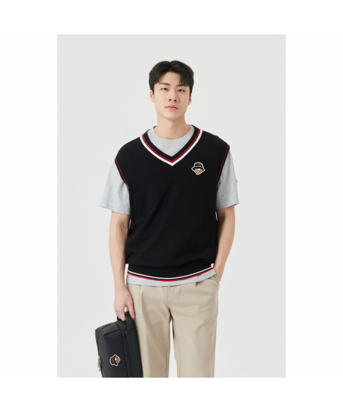 (M) V Neck Jacquard Logo Жилет G4WAM26101BKX