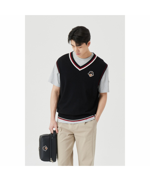 (M) V Neck Jacquard Logo Жилет G4WAM26101BKX