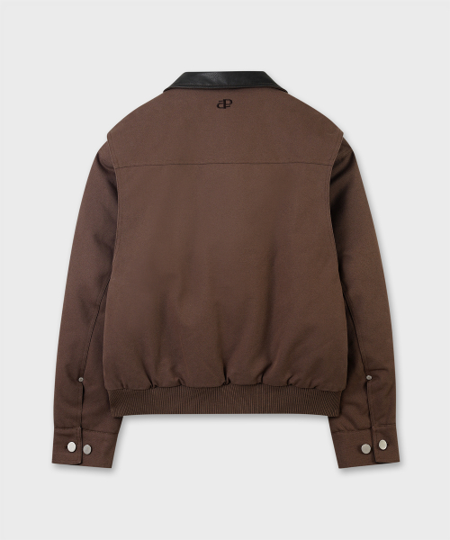 Кожаный бомбер с воротником Brown