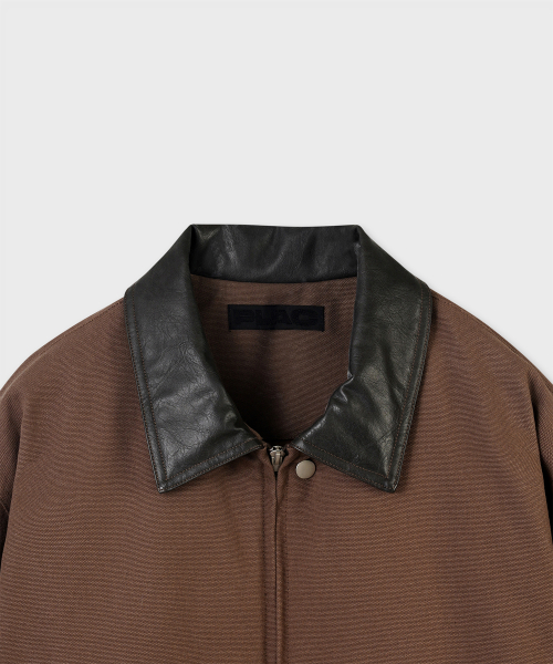 Кожаный бомбер с воротником Brown