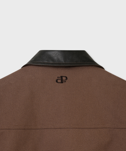 Кожаный бомбер с воротником Brown