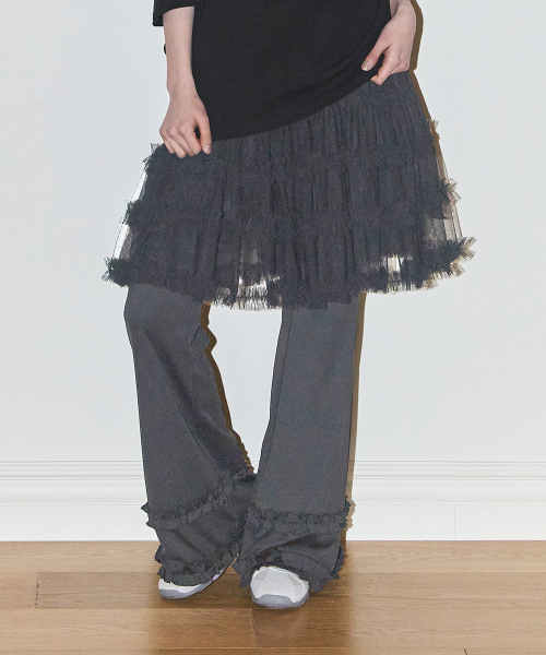 Юбка-брюки с воланами Flare Ruffle Layered, Charcoal