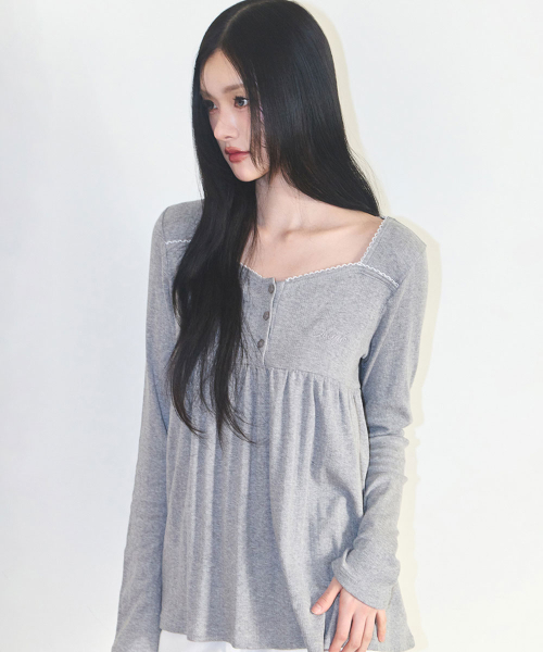 Лонгслив с воланами Flare Shirring, Melange