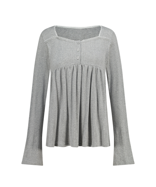 Лонгслив с воланами Flare Shirring, Melange