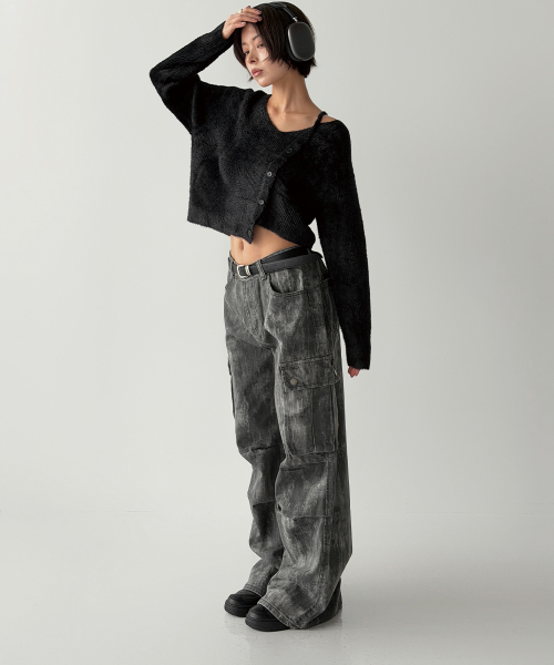 Винтажные карго джинсы Dark Grey